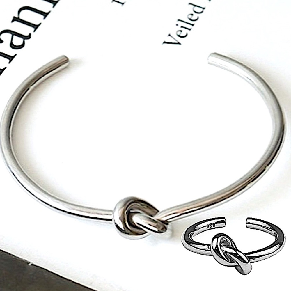 Knot Stainless Steel Bracelet Ring Matching Set